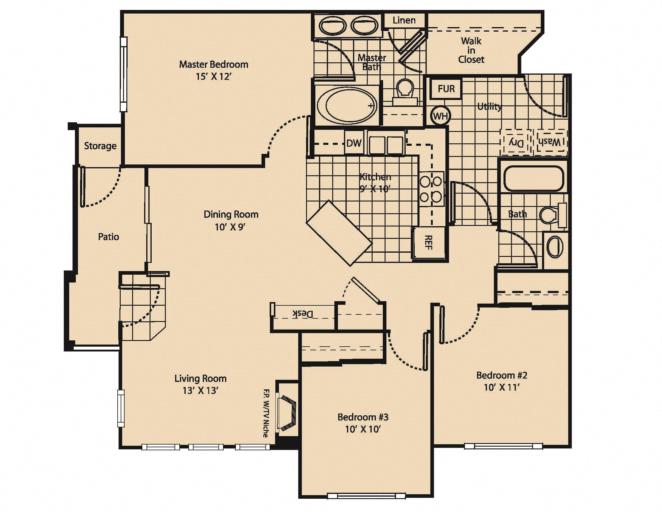 1, 2 & 3 Bedroom Apartments in Aurora, CO Floor Plans